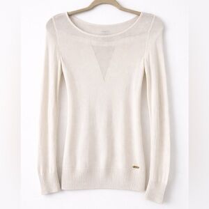 Bebe White Lightweight Knit Long Sleeve Top
